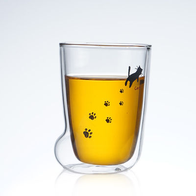 Творческая чашка когтя кота молока/кофе, рука дунутые двойные изолированные стеклянные кружки поставщик