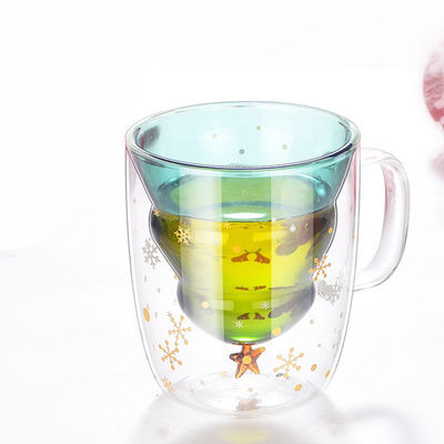 Чашка дерева 250мл желания рождества стеклянная, изолированные стеклянные кружки кофе с крышкой поставщик
