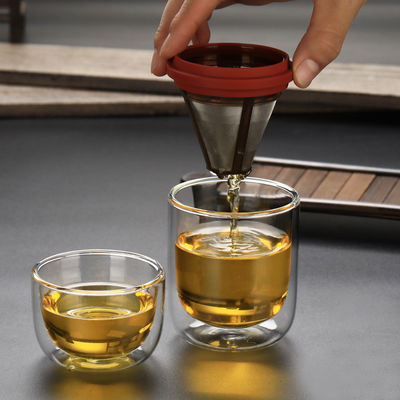 Размер все кофейной чашки портативного перемещения стеклянный небольшой в наборах одного чая кофеварки поставщик