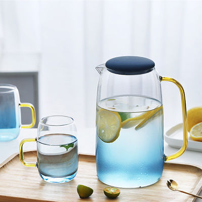 Покрашенный стеклянный набор кувшина воды 1550мл с 2 чашками для замороженного напитка воды поставщик