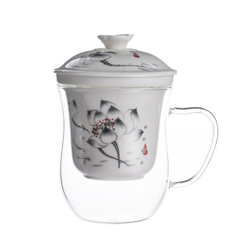 Высокая чашка Инфузер чая боросиликатного стекла с керамическим фильтром легким для того чтобы очистить поставщик