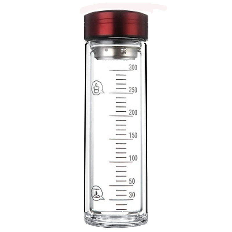 Бутылка с водой портативной двойной стены стеклянная с стрейнером/резиновым Дурабле уплотнения поставщик