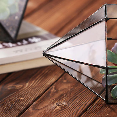 Ромбовидная ясная стеклянная ваза, прочные геометрические вазы стекла Террарюм поставщик