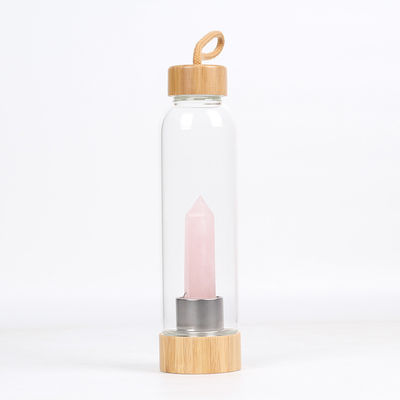 Бутылки для хранения воды, настоянная бутылка с водой заживление драгоценной камня здоровья стеклянные Кристл розового кварца поставщик