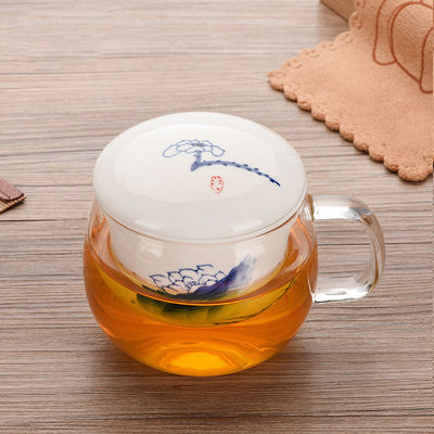 Чашка Инфузер чая боросиликатного стекла с емкостью керамического фильтра/крышки 280мл поставщик