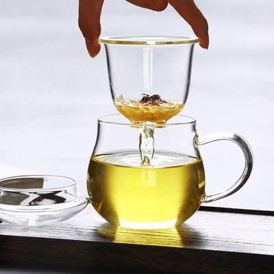 Кружка Инфузер чая 3 частей стеклянная, прозрачная чашка термостойкого стекла поставщик