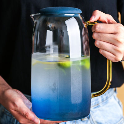 Покрашенный стеклянный набор кувшина воды 1550мл с 2 чашками для замороженного напитка воды поставщик