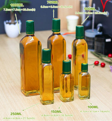стеклянная бутылка оливкового масла 250мл/500мл/750мл с цветом ясности пылезащитного колпачка поставщик