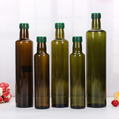 Квадратная темная ая-зелен янтарная стеклянная бутылка оливкового масла для пакуя пищевого масла поставщик