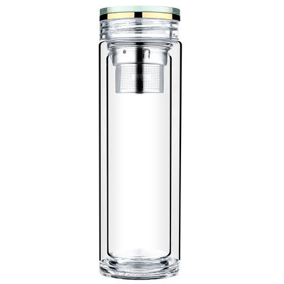 Бутылка с водой двойной стены толстая стеклянная с кристаллической крышкой БПА освобождает Эко дружелюбное поставщик
