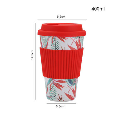 Biodegradable бамбуковая кофейная чашка волокна 400ml с крышкой силикона поставщик