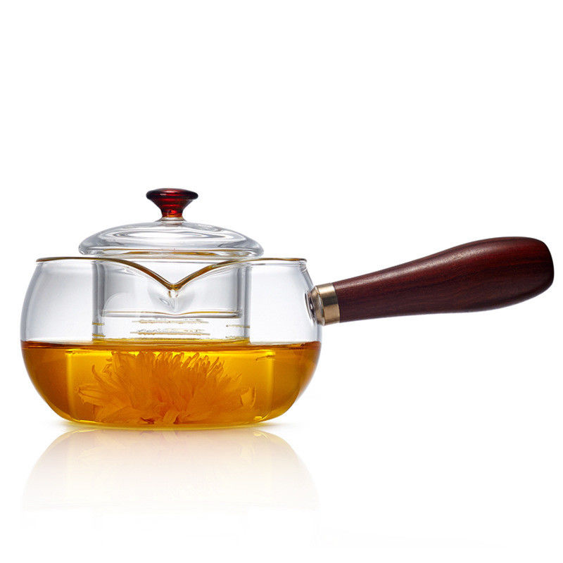Чайник Кунг Фу чайника чайника небольшой ясности размера стеклянный с деревянной ручкой поставщик