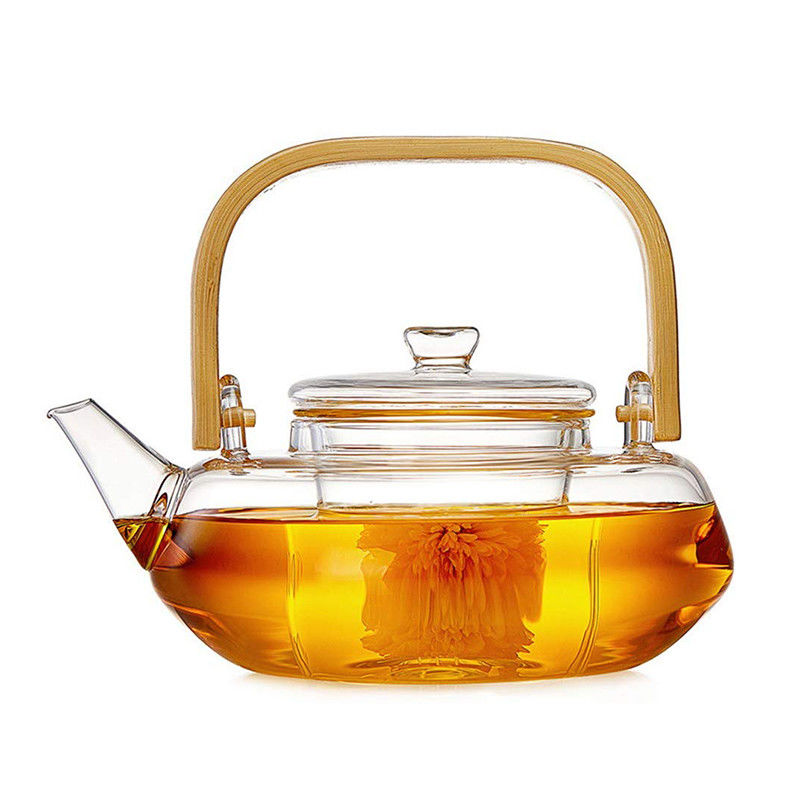 Прозрачный зацветая бак чая с фильтром, рукой дунутая чашка чая установленная с чайником поставщик