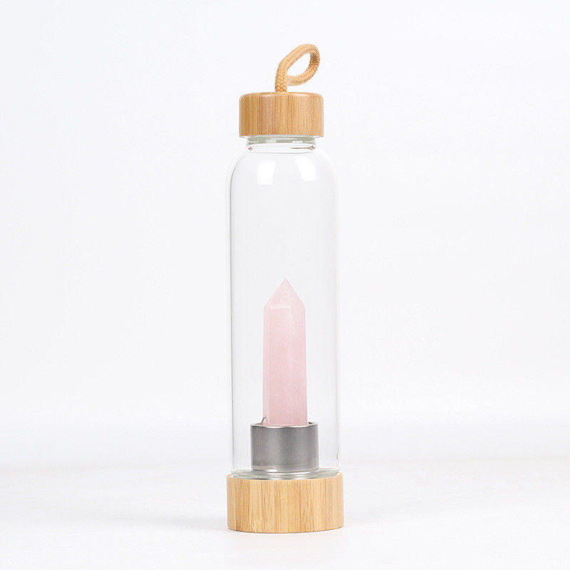 Бутылки для хранения воды, настоянная бутылка с водой заживление драгоценной камня здоровья стеклянные Кристл розового кварца поставщик